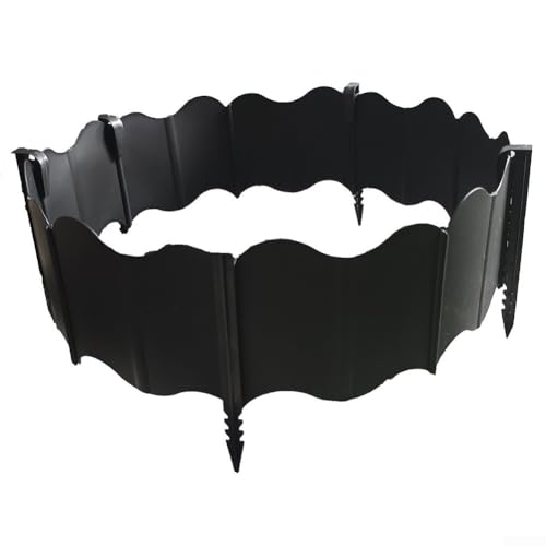 Decoración de pasillo de valla de jardín, 20 secciones de plástico con estacas para una fácil instalación (negro)