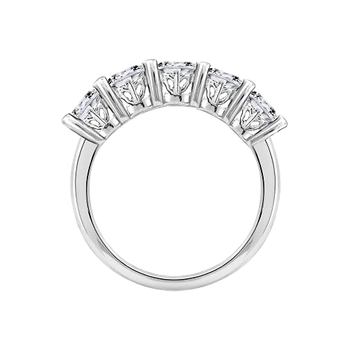 Sterling Silver Round Cut Cubic Zirconia 5 Stone Ring (2-carat White, 6)2