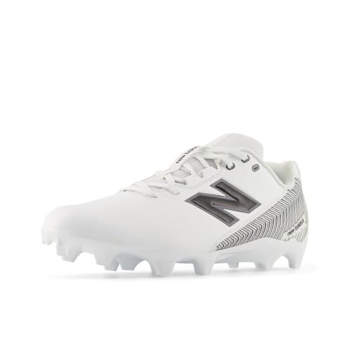 New Balance Men's Rush V5 Low Lacrosse Shoe, White/Black/Team Red, 10 W