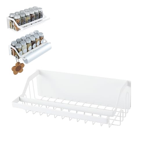 Baldur キッチン マグネット 収納ラック冷蔵庫 キッチンラック バスルームラック マグネット スパイスラック 棚 マグネット収納 冷蔵庫ラック マグネットラック キッチンラック 吸着式壁掛け 水切り 穴あけ不要 収納棚ラック (タイプA, ホワイト)