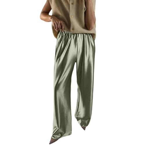 Pantalon fluide confortable taille haute en soie pour femme