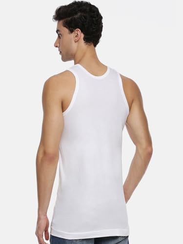 Image of RAMRAJ COTTON Men's Comfort Combed Cotton Sleeveless White Vest /Banian | Scoop Neck Super Breathable Undershirt