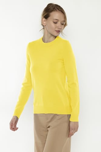 Image of JENNIE LIU Women's 100% Pure Cashmere Crew Neck Sweater, Tight Knit Cozy Soft Hand Washable Long Sleeve Pullover