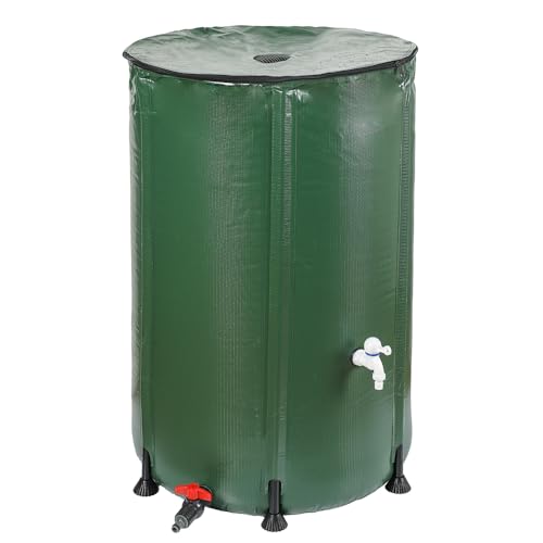 TERRE JARDIN - Réservoir Récupérateur Eau de Pluie, 500 L - Cuve Eau de Pluie, Pliable, en PVC Armée - Réservoir avec Robinet d'Arrêt et Robinet...