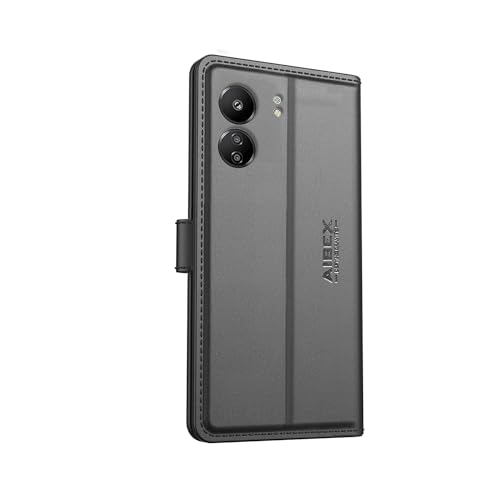 Image of AIBEX Compatible for Redmi 13C 4G / Poco C65 4G Flip Cover Leather Finish | Inside TPU with Card Pockets | Wallet Stand | Complete Protection Flip Case - Black