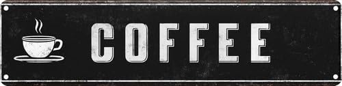 Horienteeon Coffee Metal Sign 10x40cm Aluminium Vintage Kitchen Plaque for Wall Decor Home Office Café Bar Rustic Poster — image 1