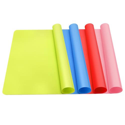 4Stks Mehrzweck Große Silikon Bastelunterlage, 30x40cm Epoxidharz Unterlage Bastelmatte, Arbeitsplatte Schutz Backmatte, Hitzebeständig Handwerk Platzierungsmatte, Malunterlage für Kinder Schmuck