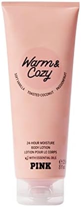 Victoria's Secret Pink Warm and Cozy Fragrance Lotion, Notes of Soft Vanilla, Toasted Coconut and Passionfruit, Warm and Cozy Collection (8 oz)