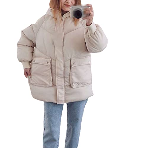 Manteau à capuche en coton femme beige XL pour automne hiver
