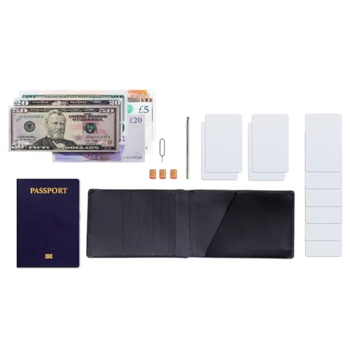 Leather Travel Wallet RFID - Slim Passport Holder for Men & Women - Fits Passport, Cards, SIMs, Pen & Boarding Pass - Secure Travel Document Organizer (Black)4