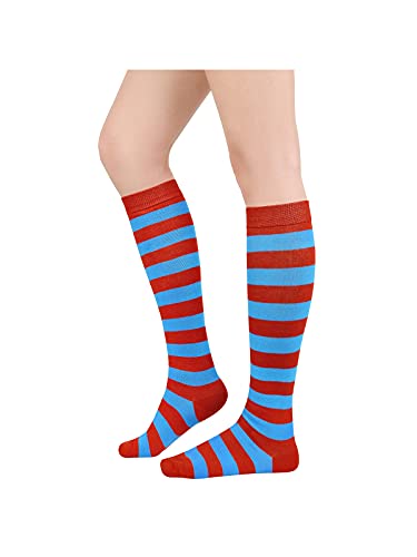 Image of Century Star 3 Pairs Striped Knee High Tube Socks for Women Casual Long Stockings