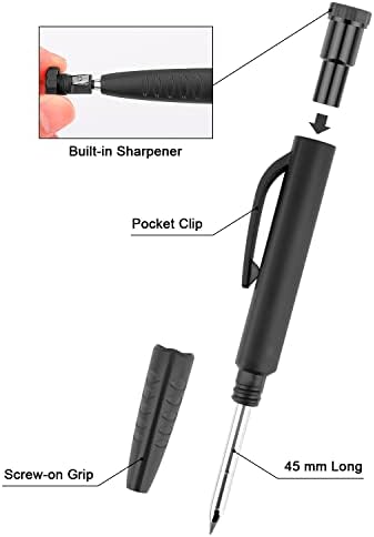 J&D Mechanical Carpenter Pencils Set, Multi-colored Refillable Mechanical Pencils Markers Deep Hole Pencils Carbide Scriber for Wood Working Construction