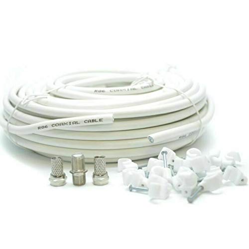 RG6 Coax TV Cable Extension Kit with Fitted F Connectors for Sky HD