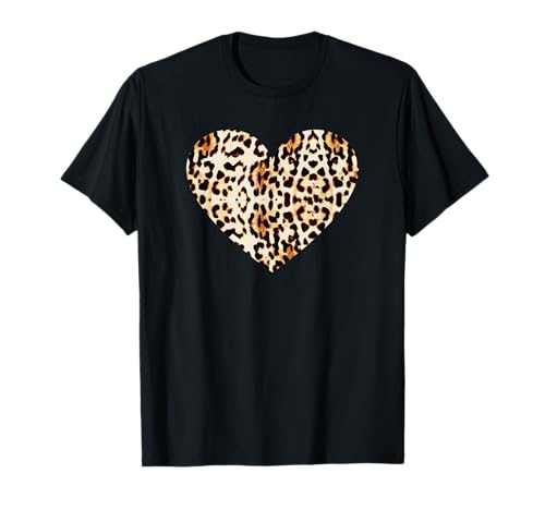 Cool Cheetah Leopard Print Heart T-Shirt T-Shirt