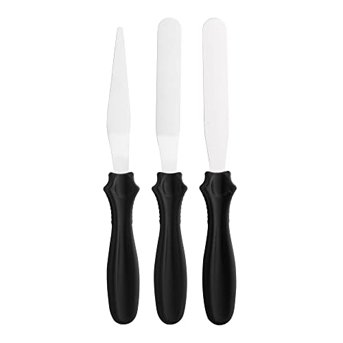 Conjunto 3 Espátulas para Confeitaria de Aço Inox Preta 25cm x 11...