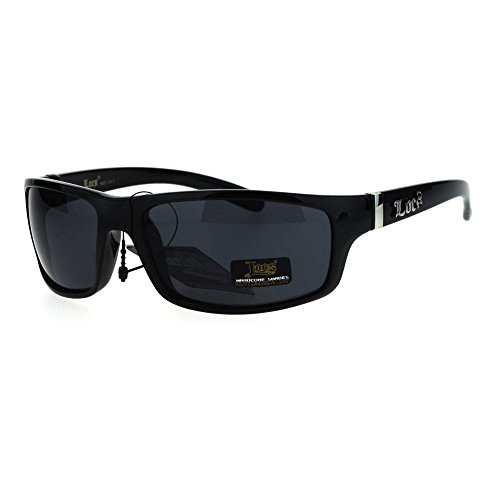 Locs All Black Rectangular Cholo Gangster Mad Dog Plastic Sunglasses3