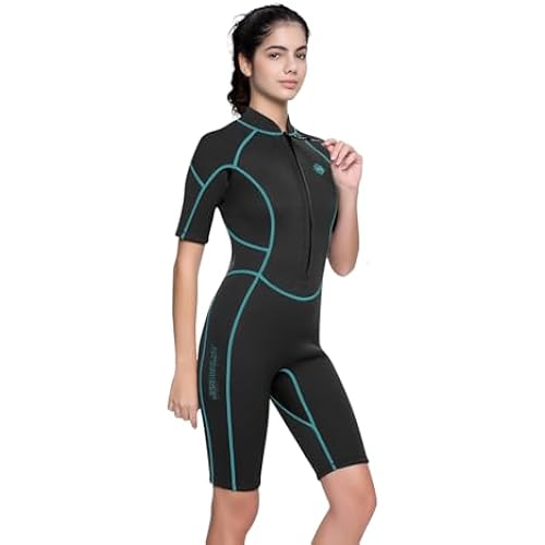 Womens Wetsuit Shorty, 3mm Front Zipper Neoprene Diving Suits | Wet Suits Keep Warm in Cold Water for Diving Snorkeling Surfing Swimming