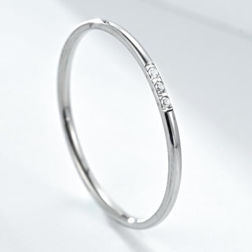 Jude Jewelers 1mm Stainless Steel Thin Stackable Three Stones Eternity Wedding Band Ring3