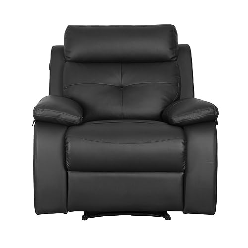 Image of Recliners India - Ohio Single Seater Recliner Sofa | 3 Modes of Comfort | Manual Recliner Chair | Cushion Armrest | Living Room Recliner Sofa | 1-Year Manufacturer Warranty | Colour- Black