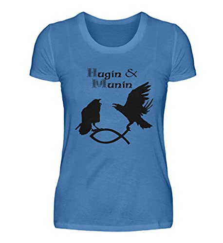 T-shirt femme turquoise Hugin & Munin anti-déformation de qualité supérieure M