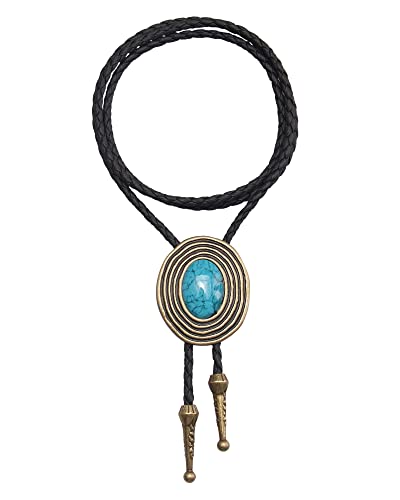 Image of GelConnie Native American Bolo Tie Rodeo Cowboy Leather Necktie Western Necklace Costume Accessories for Men,Women