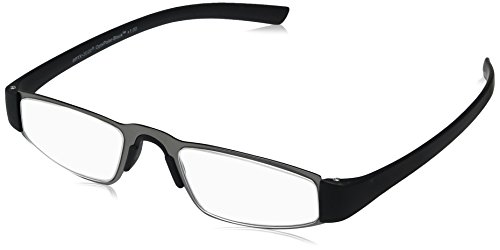 OPTX 20/20 Men's Optx 20/20 Polar+100 Mgunblk Rubber POL+100BLK Rectangular Reading Glasses, Matte gun with black temples, 1