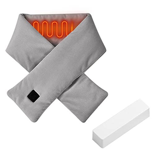 HIULLEN USB Beheizter Schal,Heizschal Warm Nackenwärmer mit 3 Stufen,Elektrischer Warmer Winddichter Heizschal Waschbar Einstellbarer Temperatur,für Männer und Frauen Winter Draußen Drinnen,Grau Cover