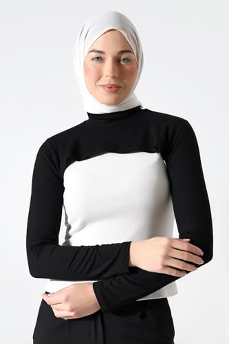 ihvan online, Women's Hijab Muslim Prayer Sleeve, Sleeves to Cover Arms for Women, Soft Stretchy Modest Hijab Arm Sleeves, Black Neck, Standard size