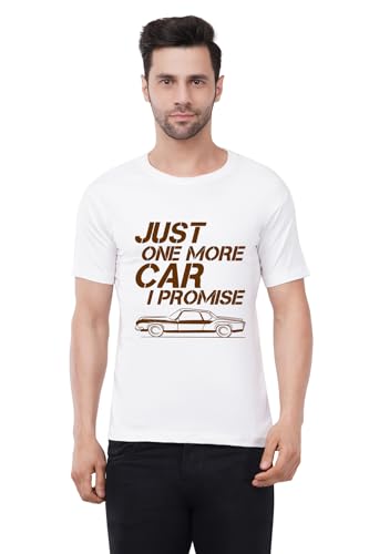 Image of Caseria Men's Cotton Printed T-Shirt -Just One More Car | 100% Cotton | Half Sleeves | Regular Fit | Printed | Round Neck | Graphic T Shirt