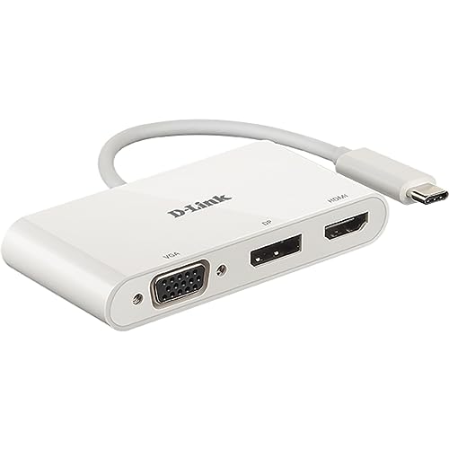 Adaptador USB C a HDMI 4K D-Link DUB-V310 con salidas VGA y Display Port simultáneas