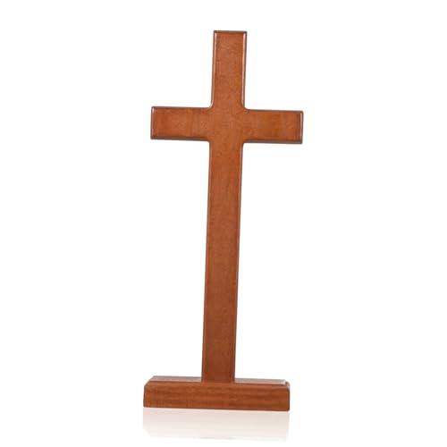 Hemobllo Adornos De Cruz De Madera Maciza Cruz Católica Soporte De Madera De Haya Decoración Religiosa Para Sala De Estar Estudio o Fiesta De Bautizo