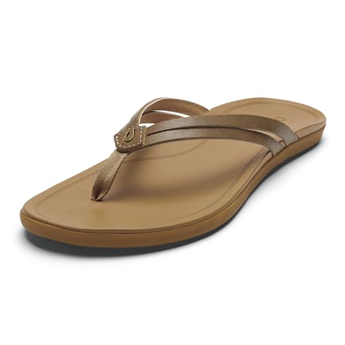 OLUKAI Ho'opio Hui Women's Leather Sandals 8 Sahara