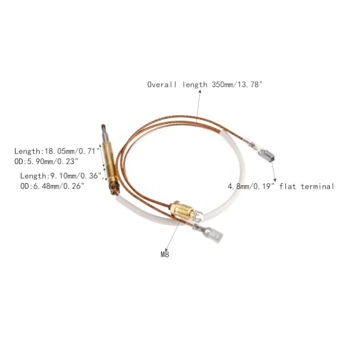 Termopar universal de 350 mm con tuerca de 4,8 mm M8 para sistemas de gas 6