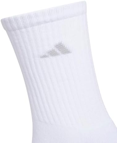 adidas Women's Cushioned Crew Socks (3 Pairs) Durable & Comfortable, White/Clear Onix Grey/Clear Grey/4, Medium - 3