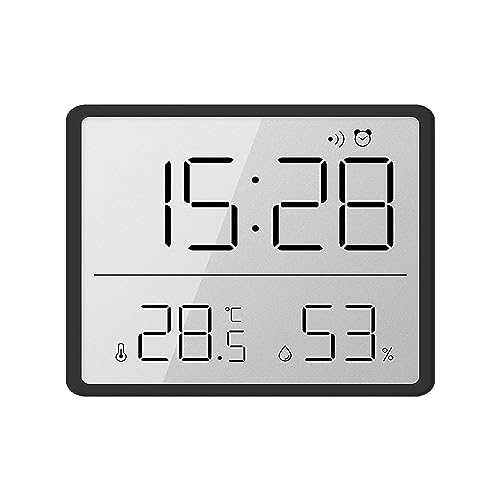 DISPLAY LCD CHIARO: il display LCD dell'orologio da parete a batteria mostra l'ora e la data in modo chiaro e di facile lettura. Il piccolo orologio digitale è perfetto per essere posizionato ovunque nella tua casa.