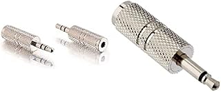 C2G 80460 3.5mm Stereo Male to 3.5mm Mono Female Adapter, Stainless Steel Stereo Male to Mono Female 3.5mm Jack, Silver, Pack of 1