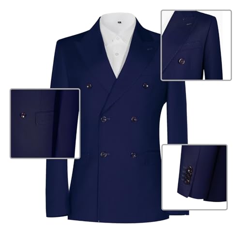 Mens Suits 3 Piece Slim Fit Double Breasted Suits for Men Formal Jacket Vest Pants Wedding Prom Men's Suit Tuxedo Set3