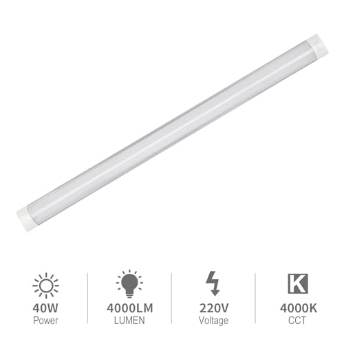 muzha Lot de 2 lampes LED 1,2 m, 40 W, 4000 K, lumière du jour, profil bas, montage mural ou au plafond pour maison/atelier/bureau/école, restaurant