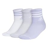 adidas Womens 3-Stripe High Quarter Socks (3-Pair) with arch compression for a secure fit