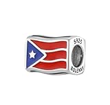 Flags Travel Country 925 Sterling Silver Charm Bead For Pandora & Similar Charm Bracelets or Necklaces (Puerto Rico)