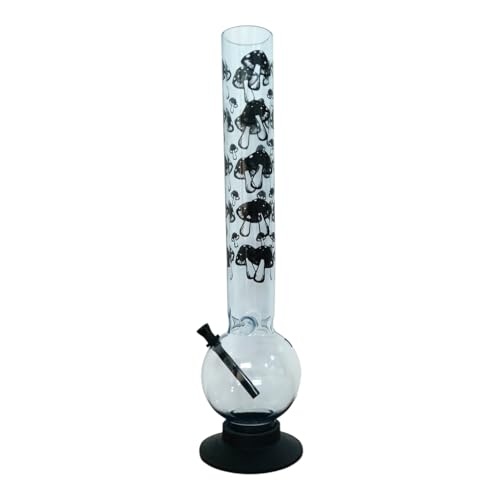 Image of PUFF SMART 16 Inch Mushroom Print Acrylic Waterpipe Bong (White)