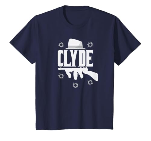 Clyde and Bonnie T-Shirt Halloween Matching Couples Costume T-Shirt, Youth, Navy Blue, Large