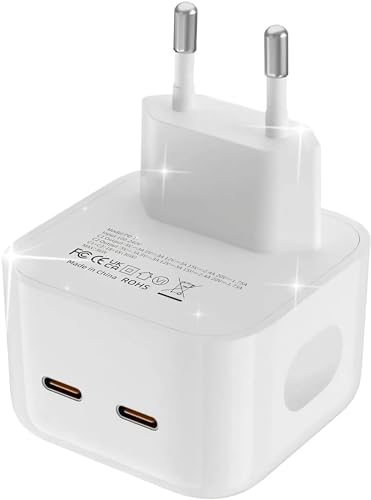 Fonte Carregador de Celular Portatil com 2 Entradas Tipo C Turbo Compativel Para Iphone 40W Bivolt P