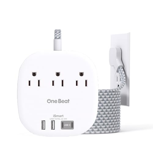 Image of 10 Ft Long Extension Cord, Cruise Ship Power Strip, 22.5W /4.5A Flat Plug Power Strip with 3 Oultets 4 USB(2 USB C) 10ft Power Strip No Surge Protection for Home Office College Dorm Room Essentials