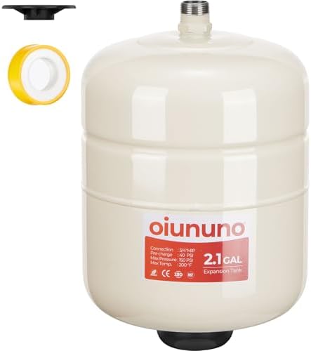 Potable Thermal Expansion Tank, 3/4" MNPT Connection, Compact Design for Water Heater, RV, Marine, Boat, Off-Grid Systems, Residential Plumbing & Solar Thermal (2.1 Gallon)