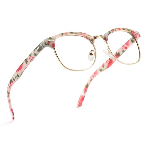 Image of Cyxus Blue Light Glasses for Women Men Retro Semi Rimless Browline Blue Light Glasses for Computer Eye Strain Gaming Glasses Anti Harmful Blue Light 8056T35