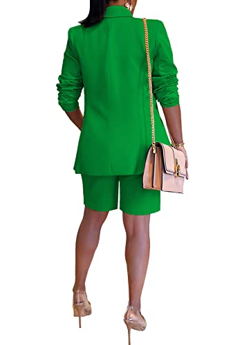Tcremisa Women's 2025 Fashion Blazer Shorts Set Long Sleeve Office Suit Sets Casual 2 Piece Business Outfits2