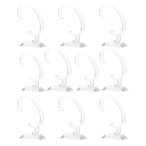 SUPVOX Expositor Transparente para Relojes y Pulseras en Forma de C, Organizador de Joyas Abs, Set de 10 Piezas (8 Grandes 2 Pequeños), Soporte Compacto para Almacenamiento y Exhibición