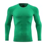 PANVER Kompressionsshirt Herren Jogging Fitness Gym Sportshirt Elastizität Schnelltrocknend Schwitzen Atmungsaktiv Funktionsshirt C-Green M