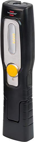 Brennenstuhl Lampe de Poche LED Rechargeable et Orientable jusqu’à 90°, 250+70 Lumens (IP20, Autonomie 6H, 1 LED SMD en frontal, Crochet Orientable 360°), Noir